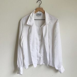 Evan R Vintage Herringbone Satin Button Down Top